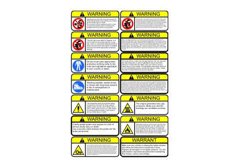 SET ADESIVI -WARNINGS- PER KART NOLEGGIO