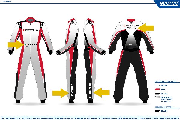 SPARCO PRIME K SUIT WITH DRIVER NAME AND FLAG