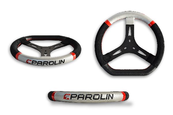 PAROLIN MOTORSPORT STEERING WHEEL BLACK/GREY CHAMOIS (320MM)