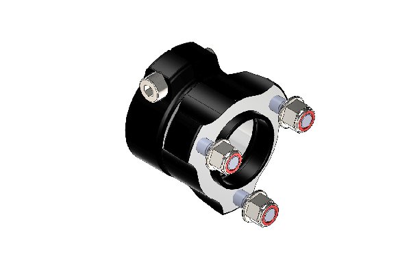 ALLUMINIUM WHEEL HUB 40MM EVO L=50MM COMPLETE BLACK ANODIZED