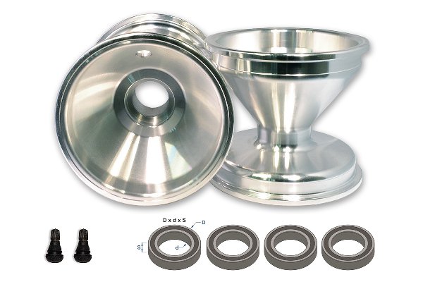 FRONT 2 WHEELS SET 125MM ALUMINIUM SILVER FOR INDOOR